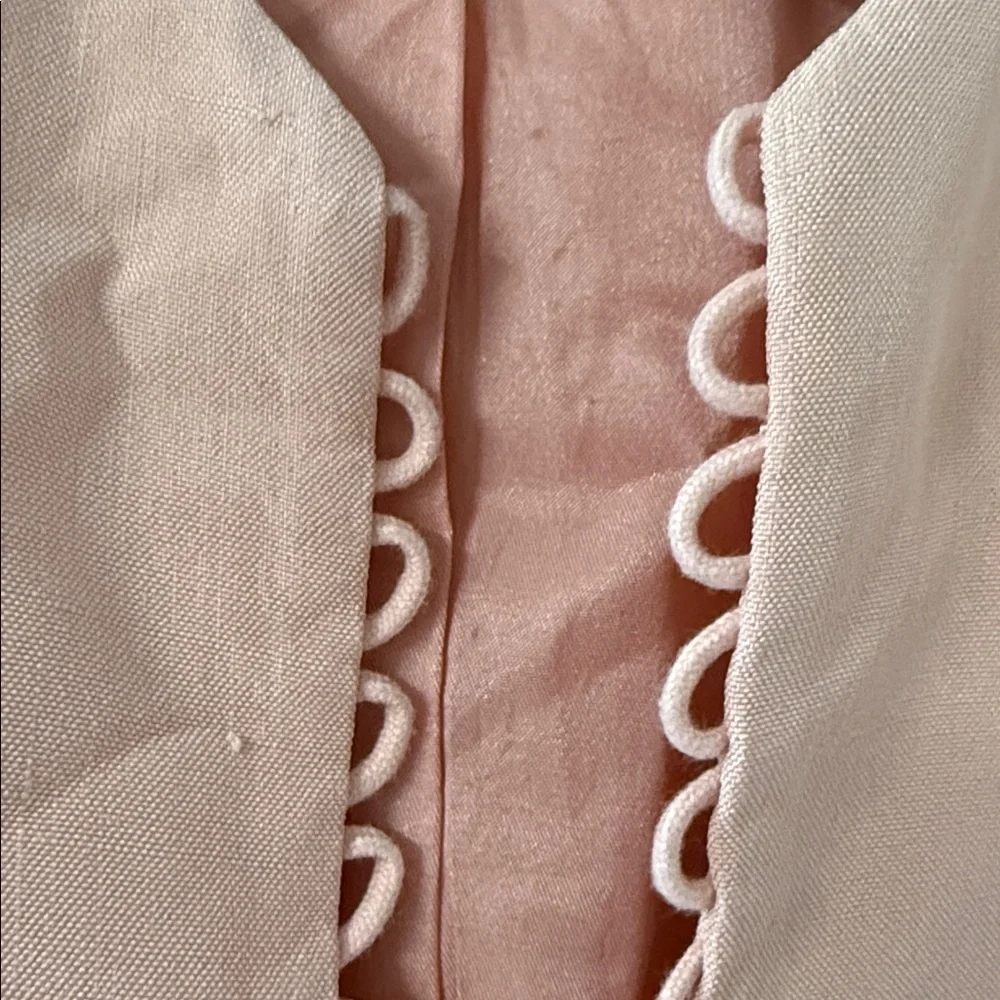 Vintage Christian Dior silk jacket/blazer collarless design, scalloped edge trim - Picture 2 of 9